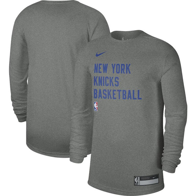 Men's New York Knicks Heather Gray 2023/24 Legend On-Court Practice Long Sleeve T-Shirt